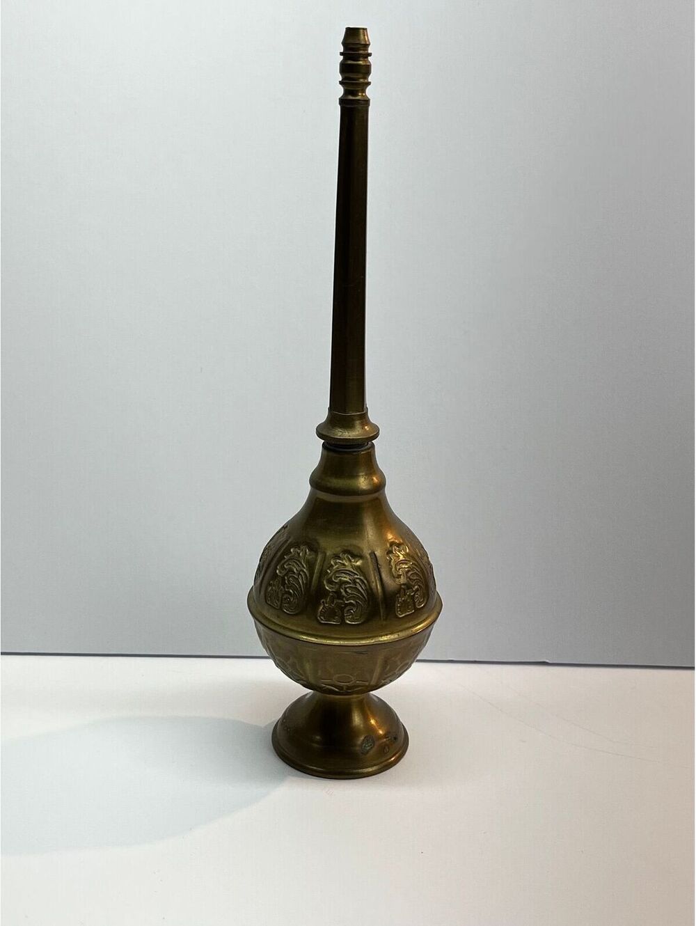 Antique Brass Rose Water Sprinkler Engraved Gulabdani Diffuser Middle East 19thC
